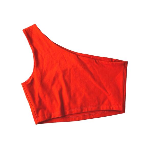 Susana Monaco One Shoulder Crop Top Bright Orange Size S - Picture 3 of 4